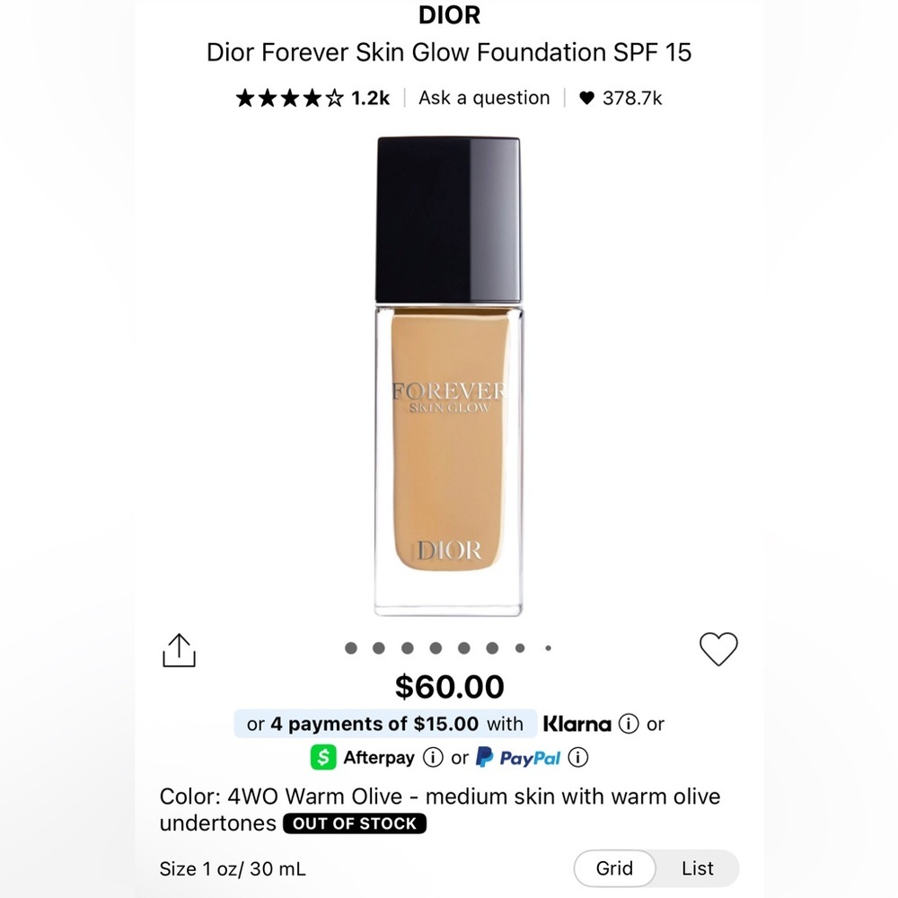 Dior Forever Skin Glow Foundation - 4WO
